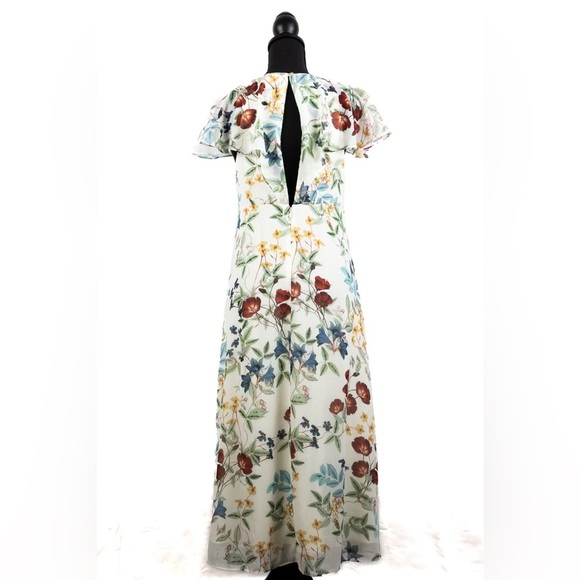 Willow & Clay Floral Chiffon Flutter Sleeve Maxi Dress – Size S - Picture 4 of 12